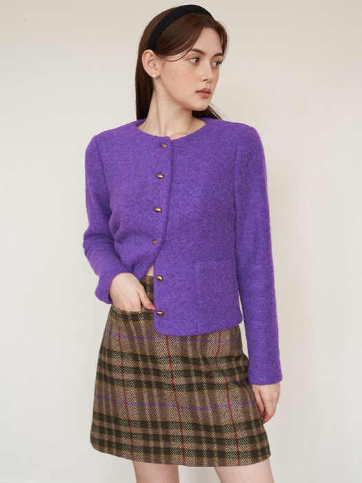 coco wool check mini skirt KK
