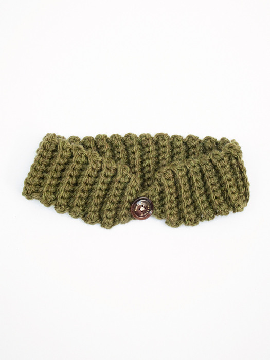 Wool blend knit ear warmer and hairband (khaki)