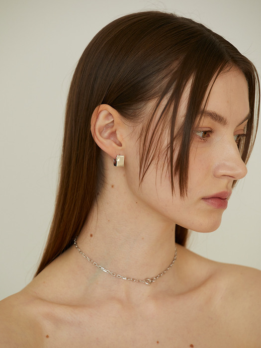 [Silver 925] frame huggie-earrings