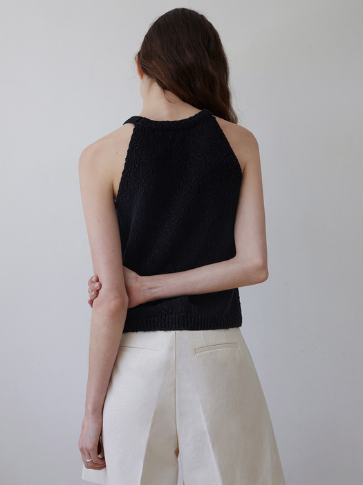 Halter linen sleeveless (black)
