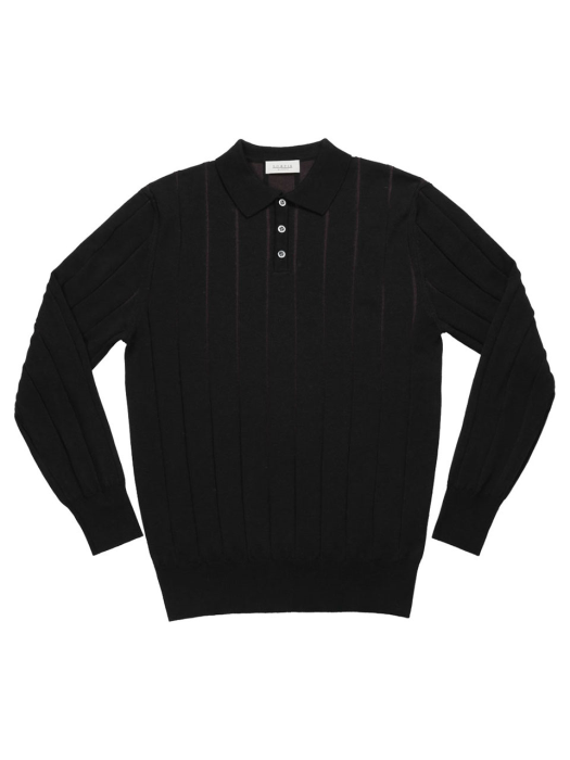 Reverse Combination Polo Knit (Black)
