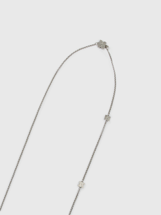 WILKY Logo Station Long Chain Necklace - Silver