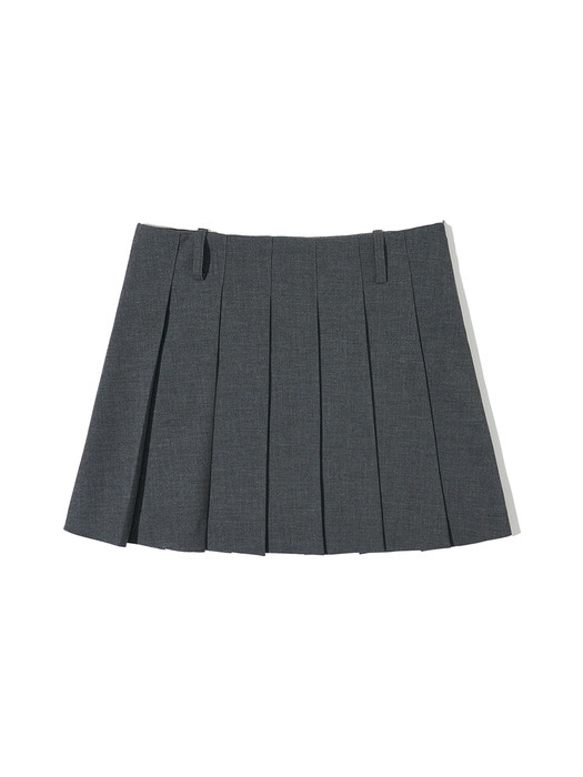 P3141 Pleats short skirt_Charcoal
