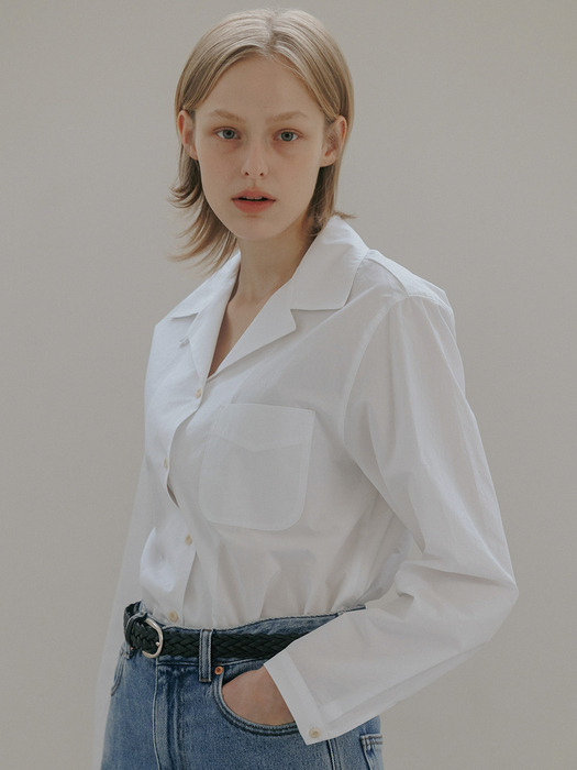 open collar cotton shirt (off white)