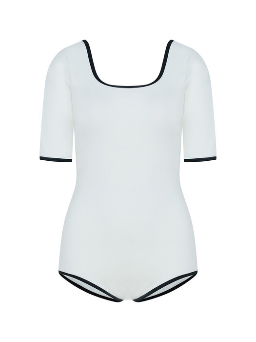 Square Neck SwimSuit[LMBBSW200]-Ivory