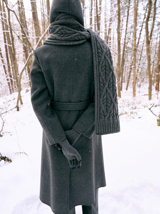 Stitch Wool Double Coat[LMBBWICT201]-Charcoal