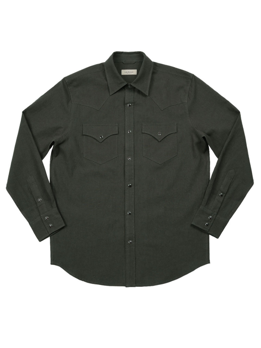 035 Linen Western Shirts (Charcoal)