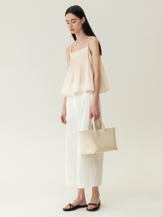 RESORT23 Pintuck Lace Sleeveless Top Cream