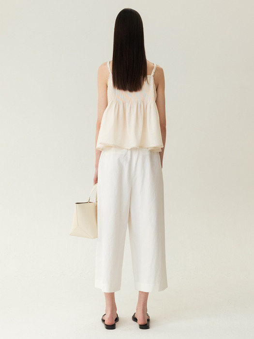 RESORT23 Pintuck Lace Sleeveless Top Cream