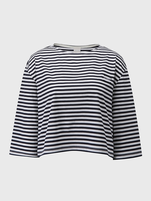 BORDER STRIPE HALF SLEEVE T-SHIRT_NAVY