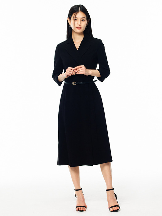 [Drama Signature] Tailored Wrap Dress + Belt SET_2color