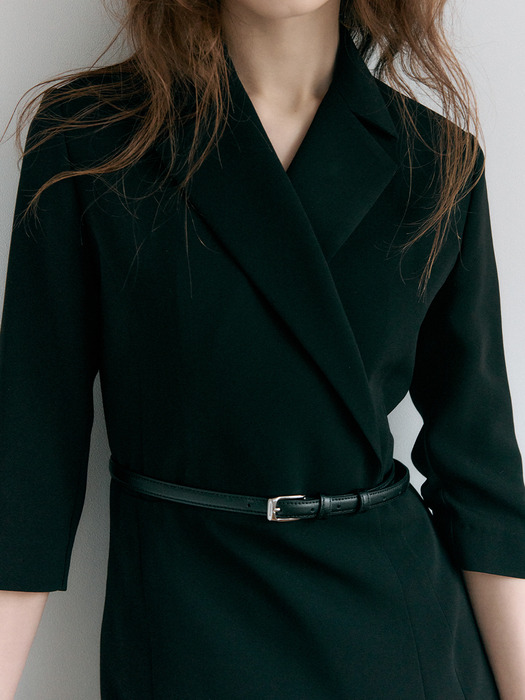[Drama Signature] Tailored Wrap Dress + Belt SET_2color