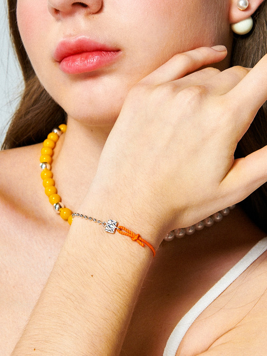Motif Orange Cord Silver Bracelet Ib287 [Silver]