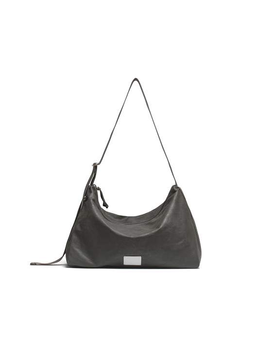 LEATHER HOBO BAG - GREY