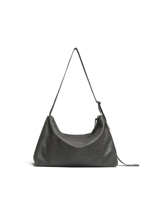 LEATHER HOBO BAG - GREY