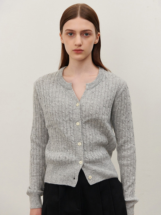 CABLE SLIT KNIT GRAY
