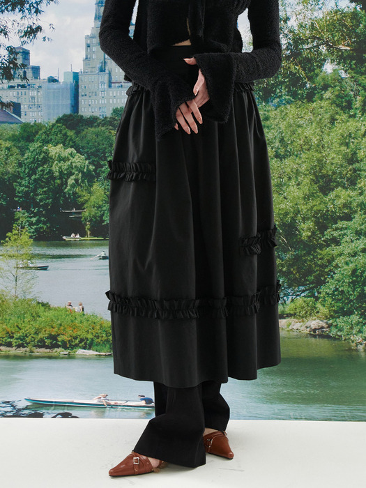 Frill Full Skirt Black