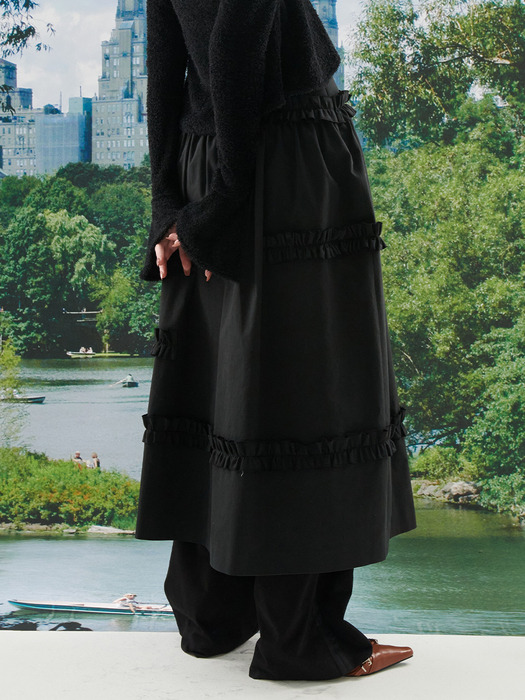 Frill Full Skirt Black