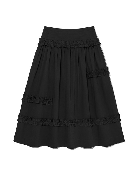 Frill Full Skirt Black