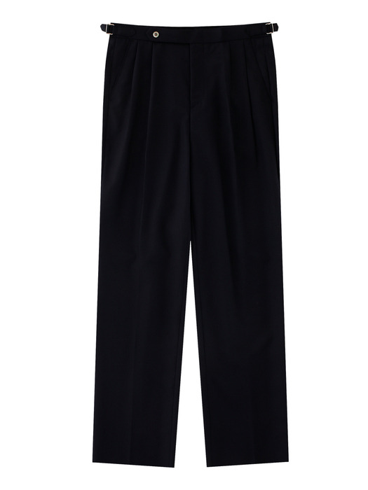 Tropical Wool soft adjust 2Pleats relaxed Trousers (Navy)