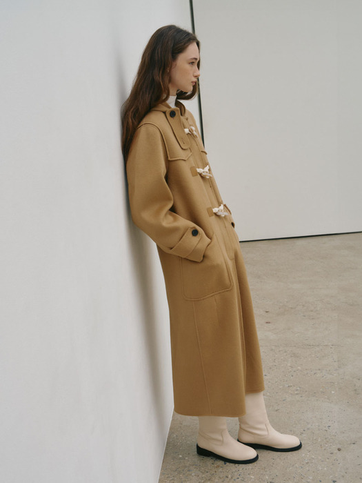 VERRE Oversized Cashmere Handmade Duffel Coat_Camel