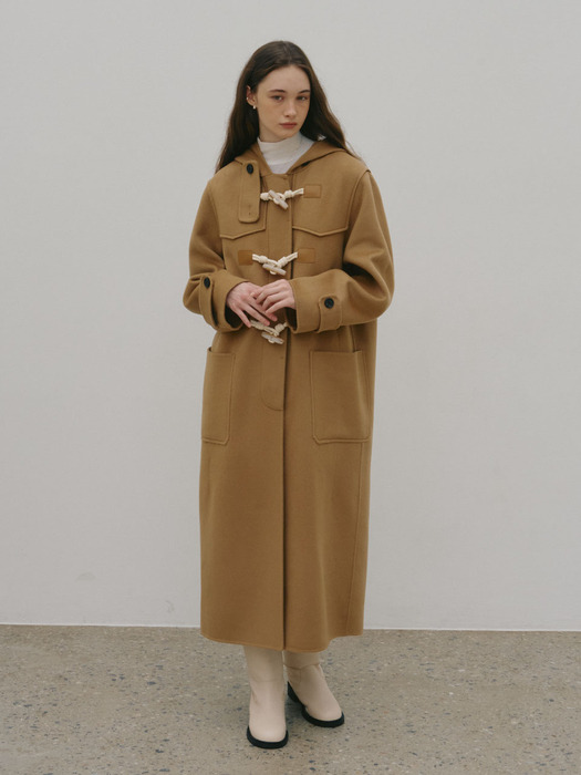 VERRE Oversized Cashmere Handmade Duffel Coat_Camel