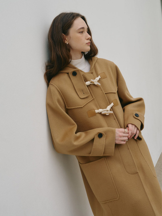 VERRE Oversized Cashmere Handmade Duffel Coat_Camel