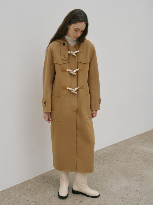 VERRE Oversized Cashmere Handmade Duffel Coat_Camel