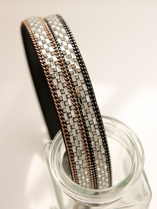White Crystal Cubic Chain Hairband H01085
