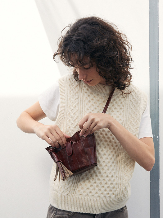 Petal mini shoulder bag (wine)