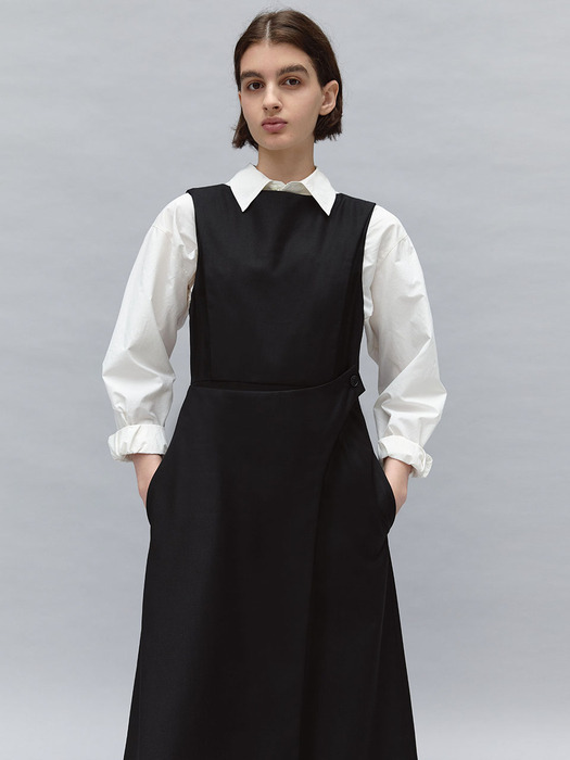 wrap button dress (black)_seasonless