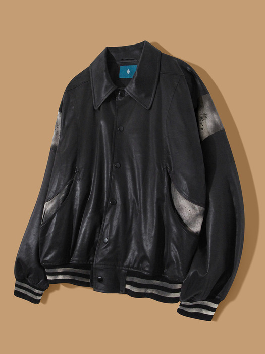 23FW Painting Crack Leather Shouldering Jacket J24
