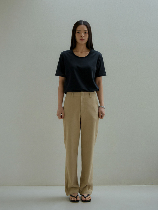 Straight fit cotton pants (beige)