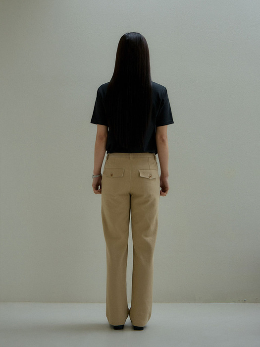 Straight fit cotton pants (beige)