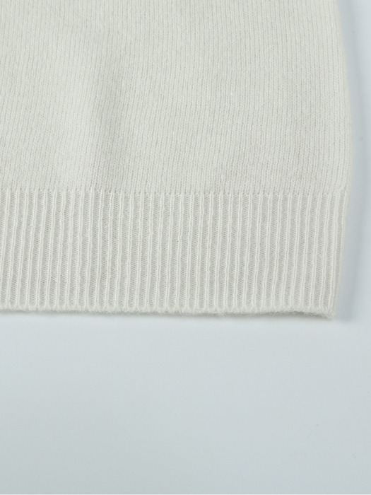 24SS 100% Wool Round Neck Sleeve Sweater - Ivory