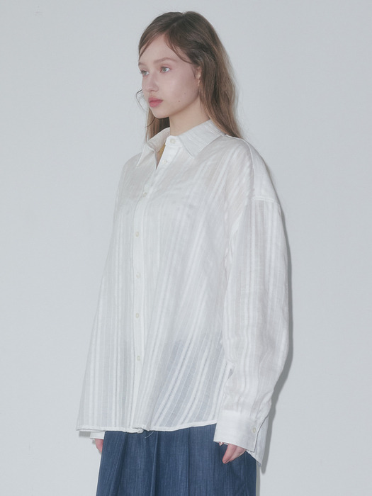 EYELET OVERFIT SHIRTS, WHITE