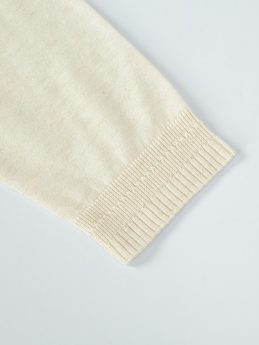 24SS Callaite Glitter Round-Neck Knit Top - Cream Ivory