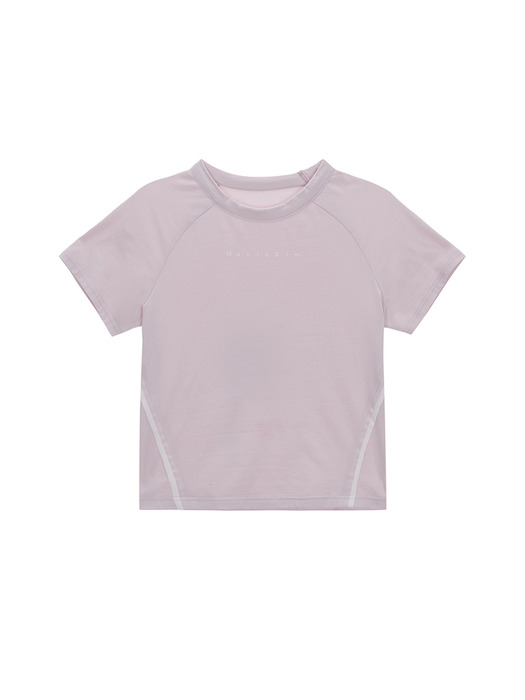 TWO TONE CUTTED RAGLAN CROP TOP IN LIGHT PINK