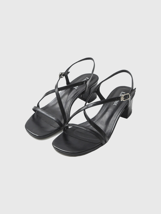 안나 엑스 스트랩 미들힐 샌달 / ANNA X STRAP MIDDLE HEEL SANDAL_2colors