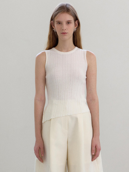 diagonal sleeveless top_ivory