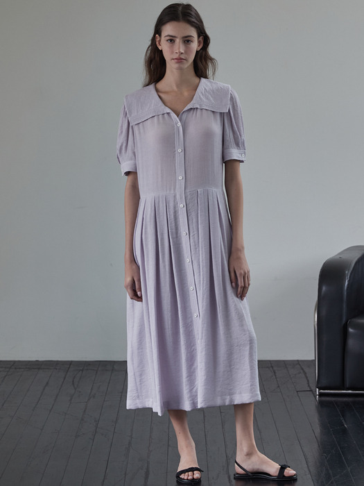 Crinkle sailor collar dress - Light purple