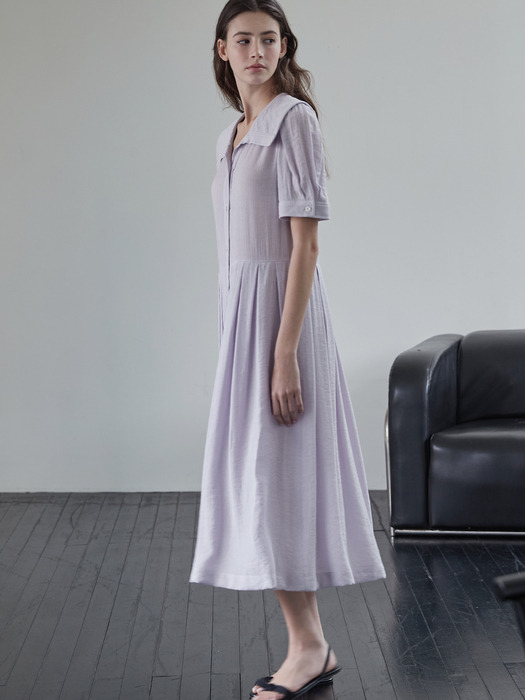 Crinkle sailor collar dress - Light purple