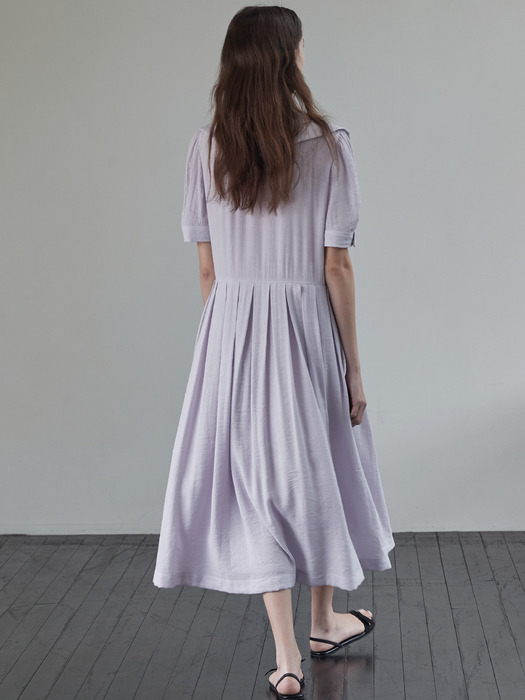 Crinkle sailor collar dress - Light purple