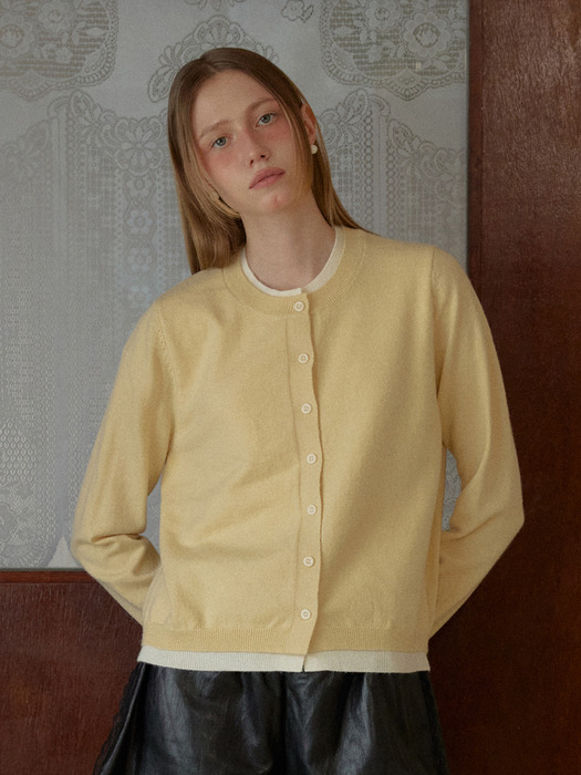 LR BASIC LAYERED CARDIGAN_YELLOW