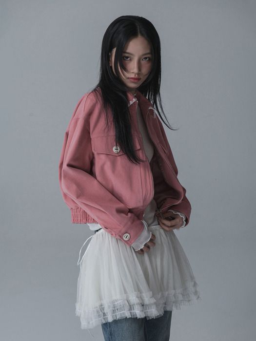 KARA NEEDLEWORK POCKET JACKET_PINK