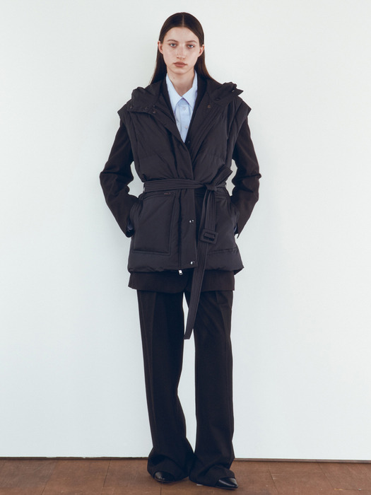 OVERSIZE GOOSE DOWN HOODED VEST [SKYBLUE][NAVY BLACK]