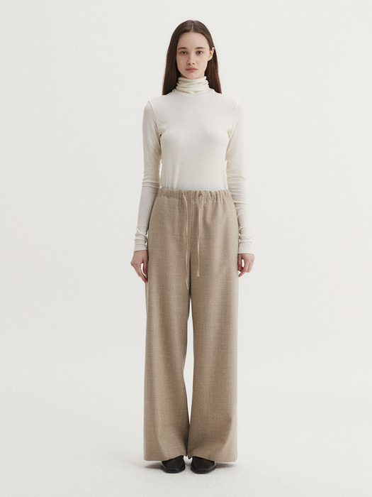 WOOL WIDE BANDING PANTS (3 COLORS)