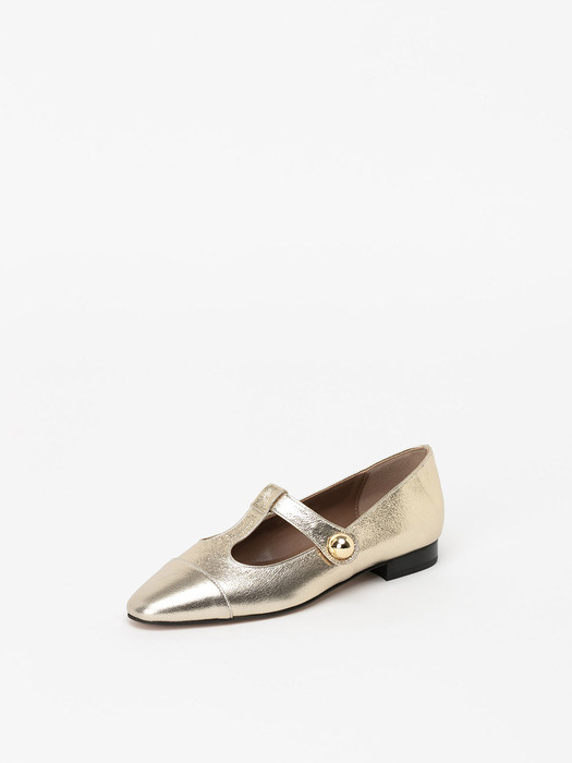 Lysiane T Strap Flats in CRACKED GOLD