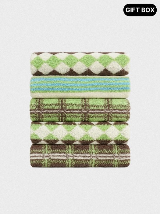 [국내생산] 5P 익스클루시브 콤팩트 코마사 타올 200g 선물포장