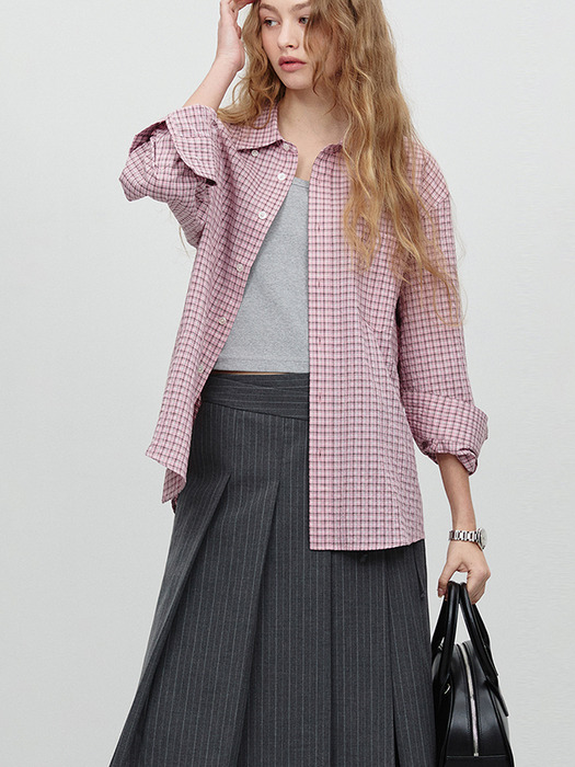 UNISEX OVERSIZED CHECKED SHIRT PINK CHECK_UDSH5A105P2